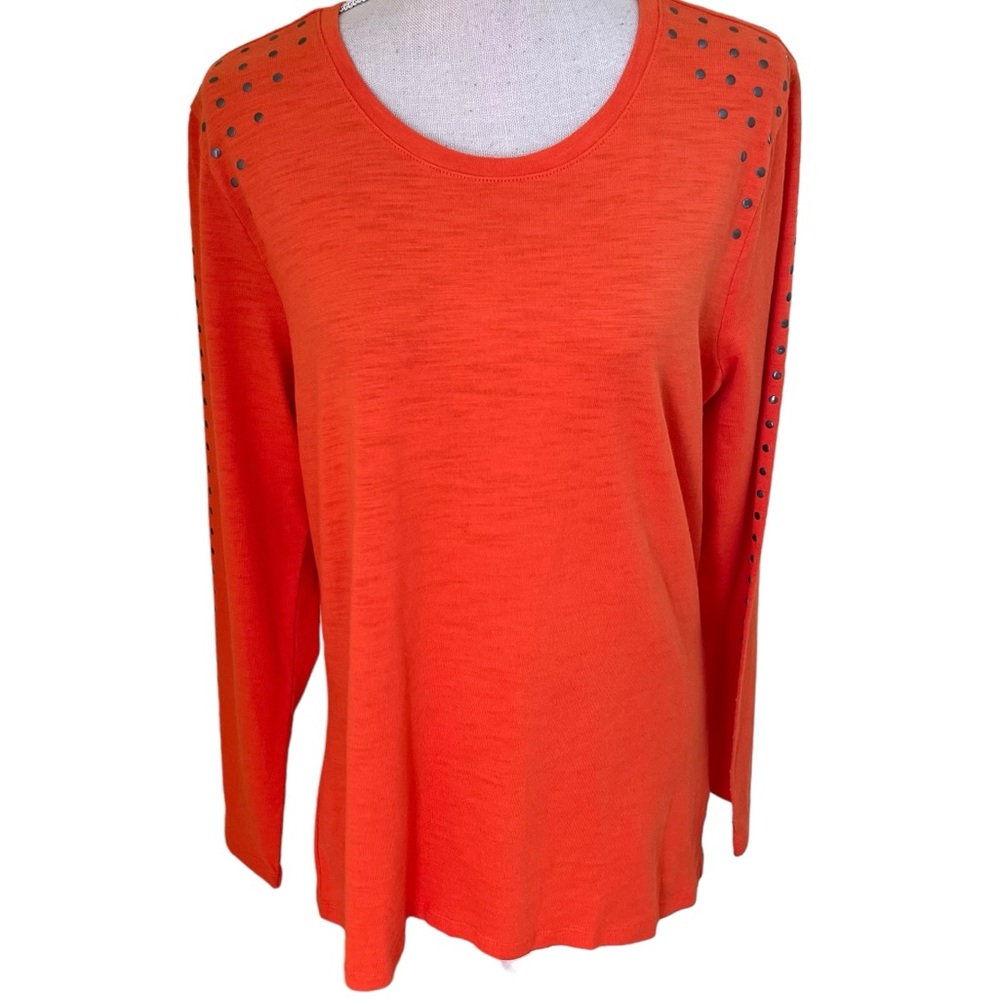Spanner Orange Cotton Long Sleeve Tee wit Faux Stud Detail S NEW